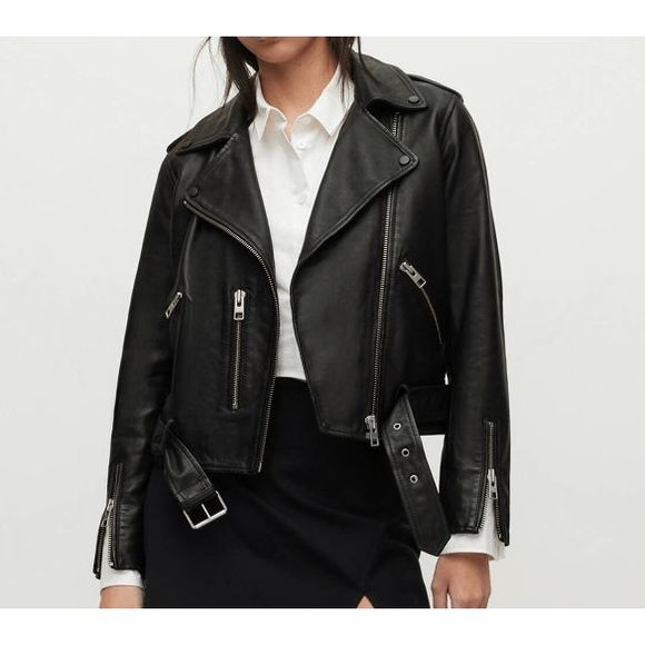 AllSaints Balfern Leather Biker Jacket Size 8 NWT